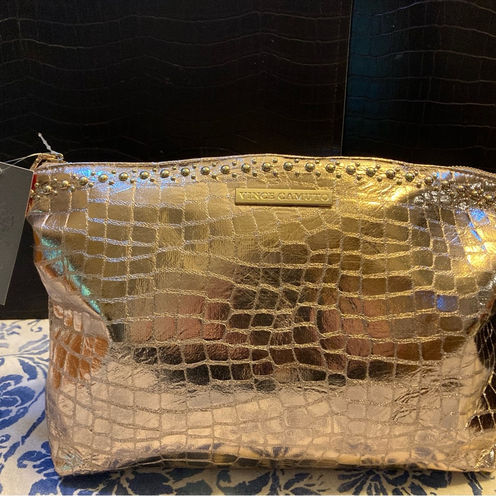 Vince Camuto rose gold travel bag / large clutch